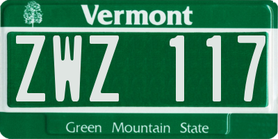 VT license plate ZWZ117