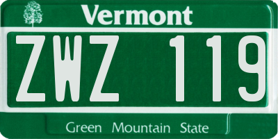 VT license plate ZWZ119