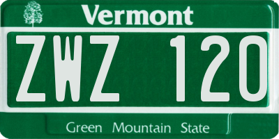 VT license plate ZWZ120