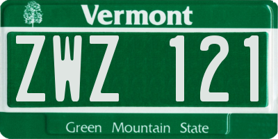 VT license plate ZWZ121