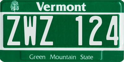VT license plate ZWZ124