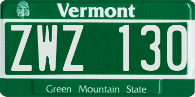 VT license plate ZWZ130