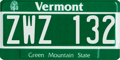 VT license plate ZWZ132