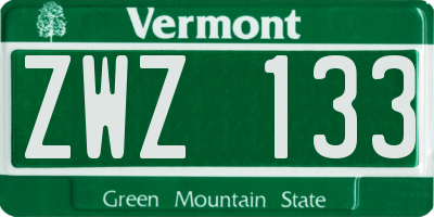 VT license plate ZWZ133