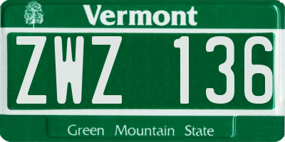VT license plate ZWZ136