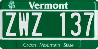 VT license plate ZWZ137