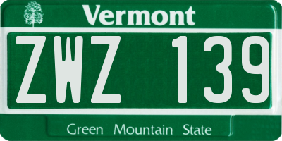 VT license plate ZWZ139