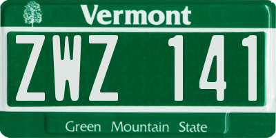 VT license plate ZWZ141