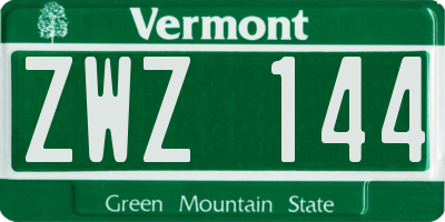 VT license plate ZWZ144