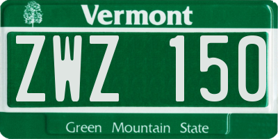 VT license plate ZWZ150