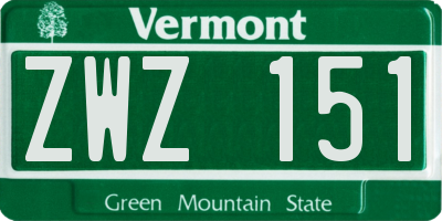 VT license plate ZWZ151