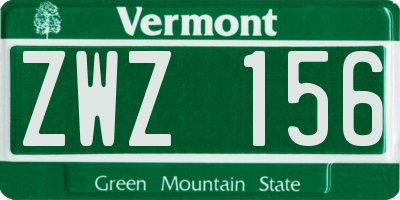 VT license plate ZWZ156
