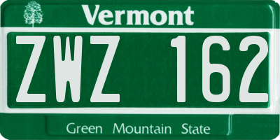 VT license plate ZWZ162