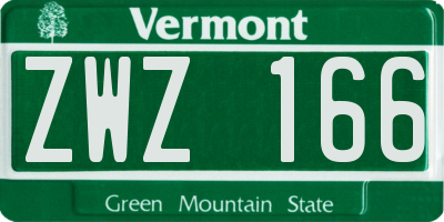 VT license plate ZWZ166