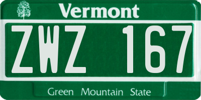 VT license plate ZWZ167