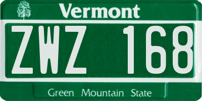 VT license plate ZWZ168