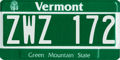 VT license plate ZWZ172