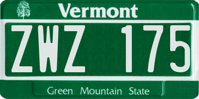 VT license plate ZWZ175