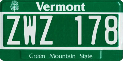 VT license plate ZWZ178