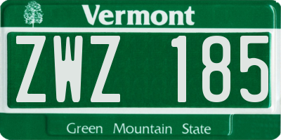 VT license plate ZWZ185