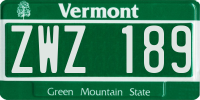 VT license plate ZWZ189