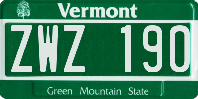 VT license plate ZWZ190