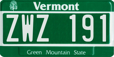 VT license plate ZWZ191