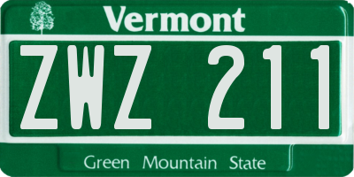 VT license plate ZWZ211