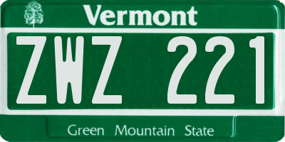VT license plate ZWZ221