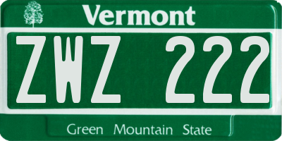 VT license plate ZWZ222