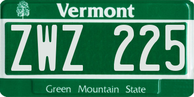 VT license plate ZWZ225
