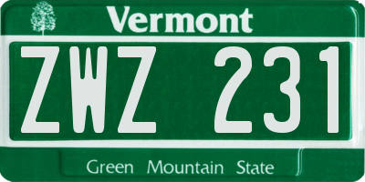 VT license plate ZWZ231