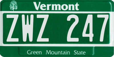 VT license plate ZWZ247