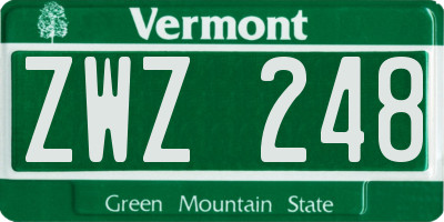 VT license plate ZWZ248