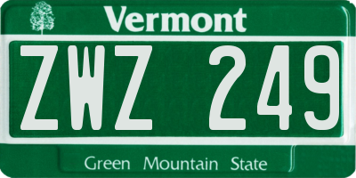 VT license plate ZWZ249