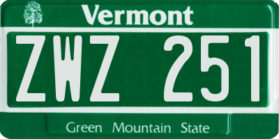 VT license plate ZWZ251
