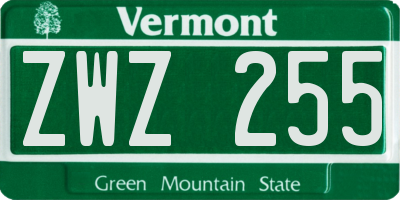 VT license plate ZWZ255