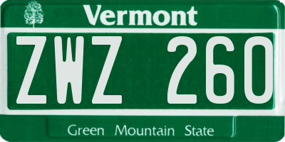 VT license plate ZWZ260