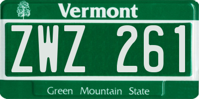 VT license plate ZWZ261