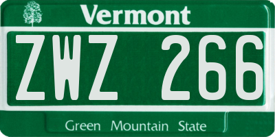 VT license plate ZWZ266