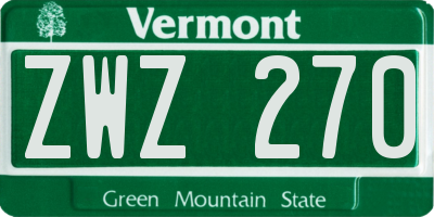 VT license plate ZWZ270