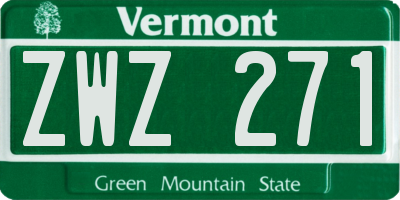 VT license plate ZWZ271