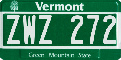 VT license plate ZWZ272
