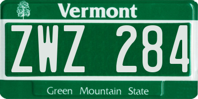VT license plate ZWZ284
