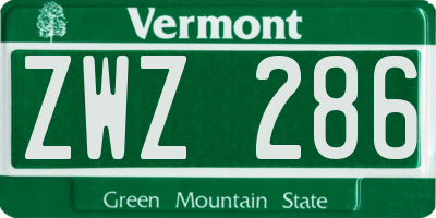 VT license plate ZWZ286