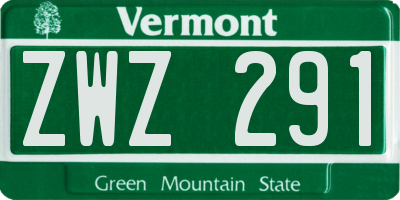 VT license plate ZWZ291