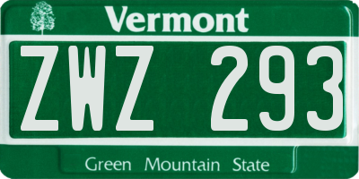 VT license plate ZWZ293