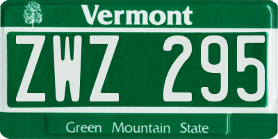 VT license plate ZWZ295
