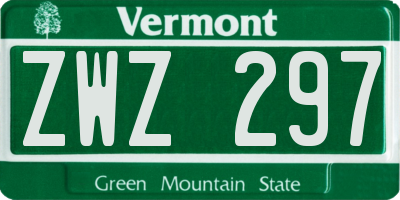 VT license plate ZWZ297