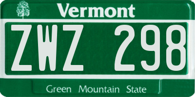 VT license plate ZWZ298